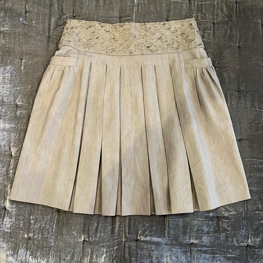 Alice+Olivia silver and gray beaded detail skirt